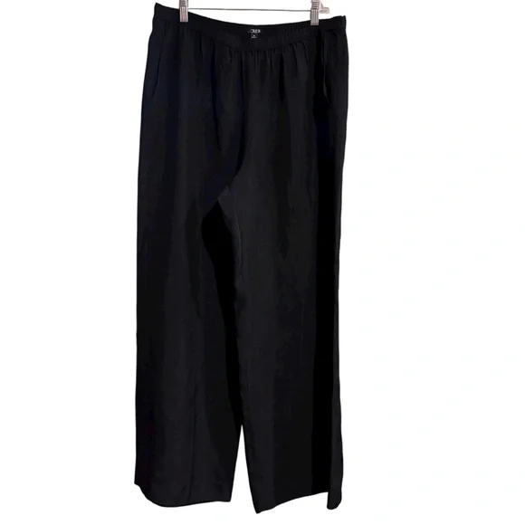 J. Crew Women's Wide Leg Stratus Pant in Textured Black Satin Size M NWOT - Picture 2 of 9